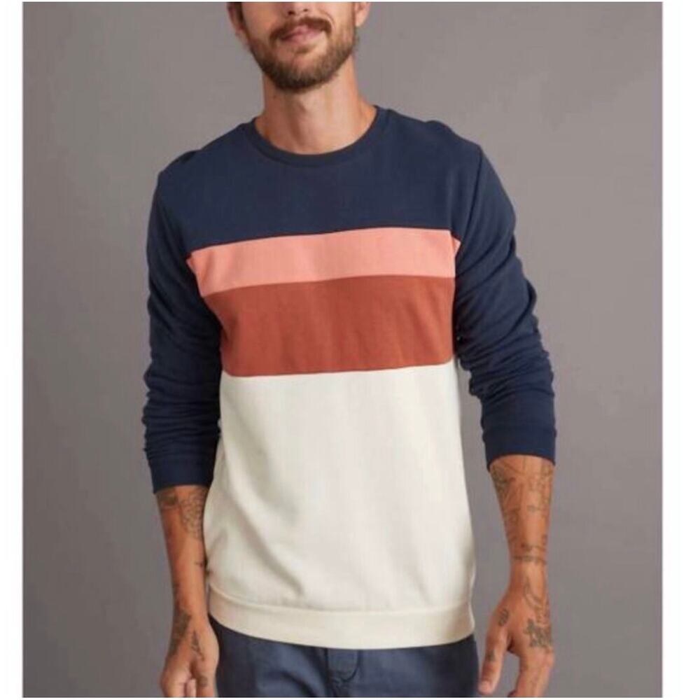 MARINE LAYER Men's Jordan Color Block Striped Crewneck Sweatshirt, Size XX-Large
